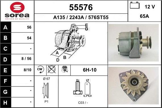 EAI 55576 - Generator / Alternator aaoparts.ro