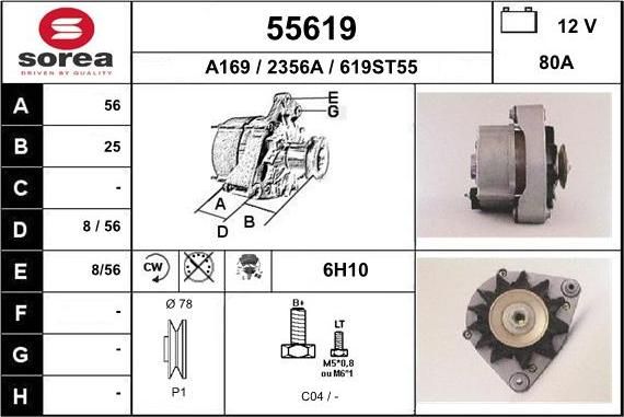EAI 55619 - Generator / Alternator aaoparts.ro