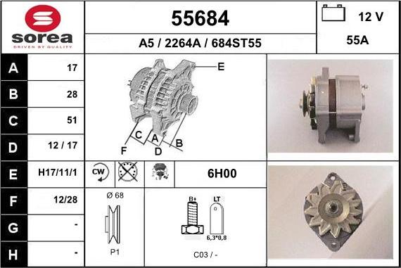 EAI 55684 - Generator / Alternator aaoparts.ro