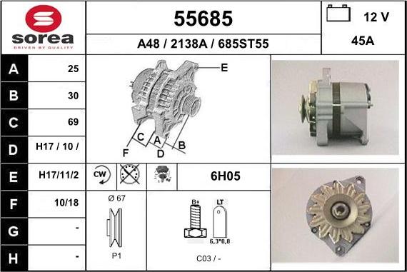 EAI 55685 - Generator / Alternator aaoparts.ro
