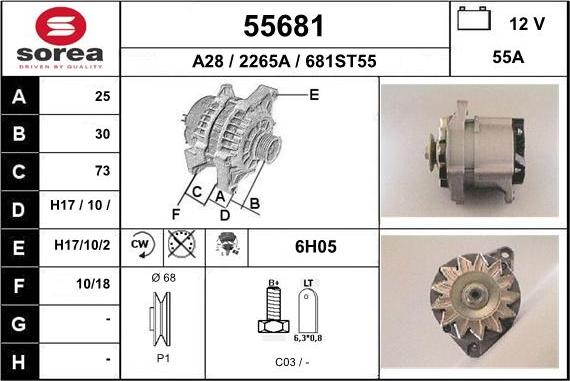 EAI 55681 - Generator / Alternator aaoparts.ro