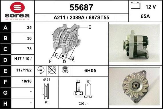 EAI 55687 - Generator / Alternator aaoparts.ro