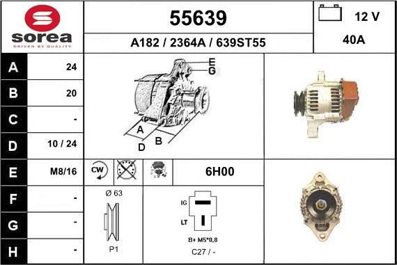 EAI 55639 - Generator / Alternator aaoparts.ro