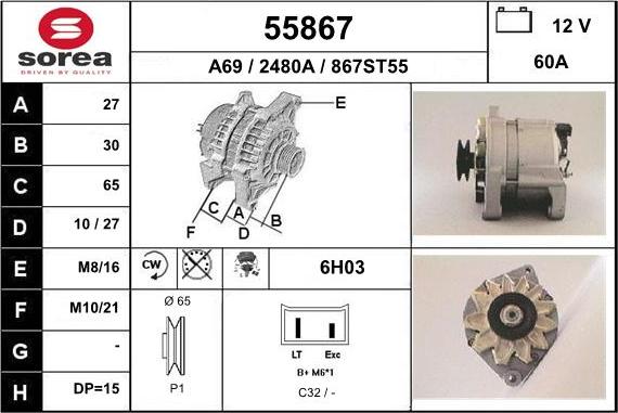 EAI 55867 - Generator / Alternator aaoparts.ro