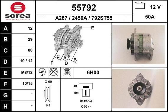 EAI 55792 - Generator / Alternator aaoparts.ro