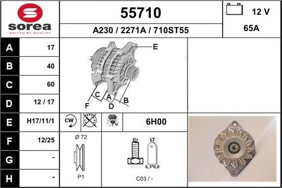 EAI 55710 - Generator / Alternator aaoparts.ro