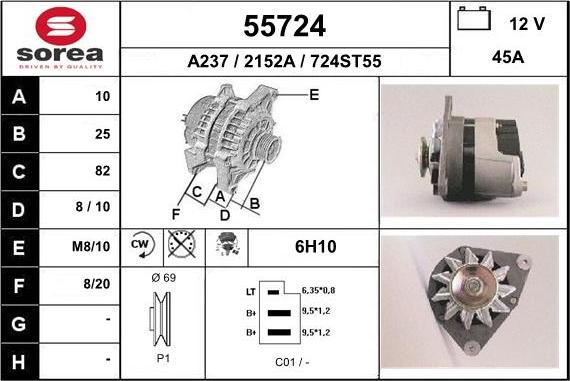 EAI 55724 - Generator / Alternator aaoparts.ro