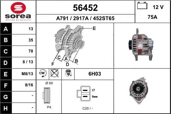 EAI 56452 - Generator / Alternator aaoparts.ro