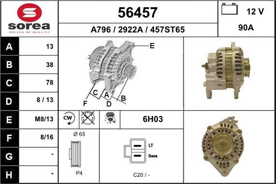 EAI 56457 - Generator / Alternator aaoparts.ro