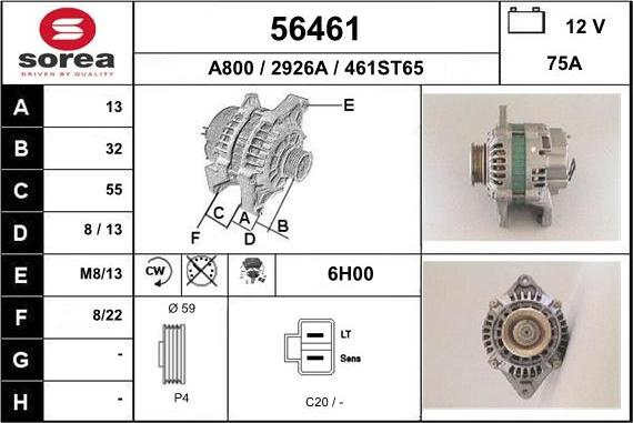 EAI 56461 - Generator / Alternator aaoparts.ro