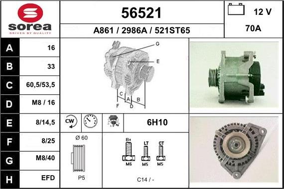 EAI 56521 - Generator / Alternator aaoparts.ro