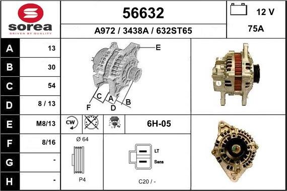 EAI 56632 - Generator / Alternator aaoparts.ro