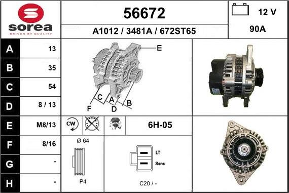 EAI 56672 - Generator / Alternator aaoparts.ro