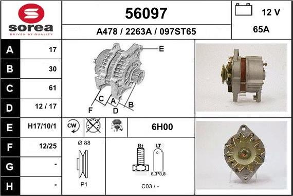 EAI 56097 - Generator / Alternator aaoparts.ro