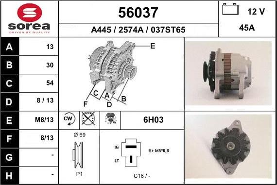 EAI 56037 - Generator / Alternator aaoparts.ro