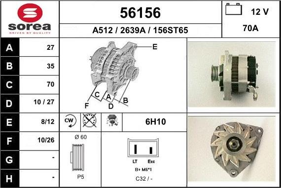 EAI 56156 - Generator / Alternator aaoparts.ro
