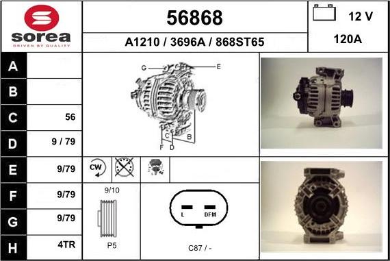 EAI 56868 - Generator / Alternator aaoparts.ro