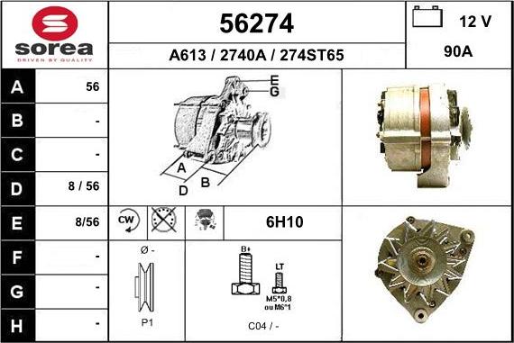 EAI 56274 - Generator / Alternator aaoparts.ro
