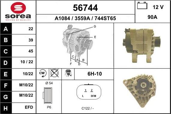 EAI 56744 - Generator / Alternator aaoparts.ro