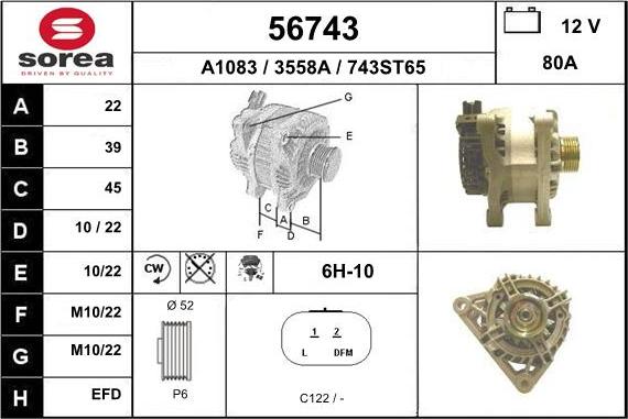 EAI 56743 - Generator / Alternator aaoparts.ro