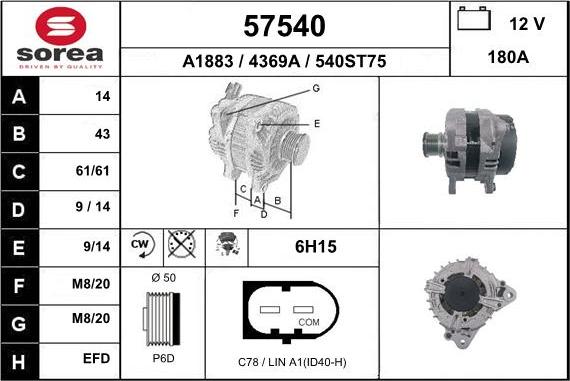 EAI 57540 - Generator / Alternator aaoparts.ro