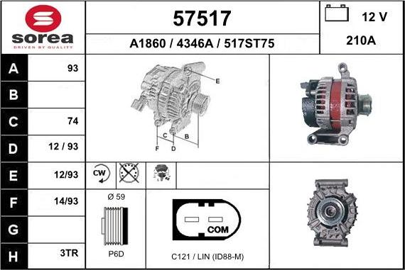 EAI 57517 - Generator / Alternator aaoparts.ro