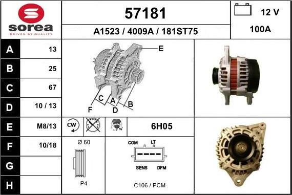 EAI 57181 - Generator / Alternator aaoparts.ro