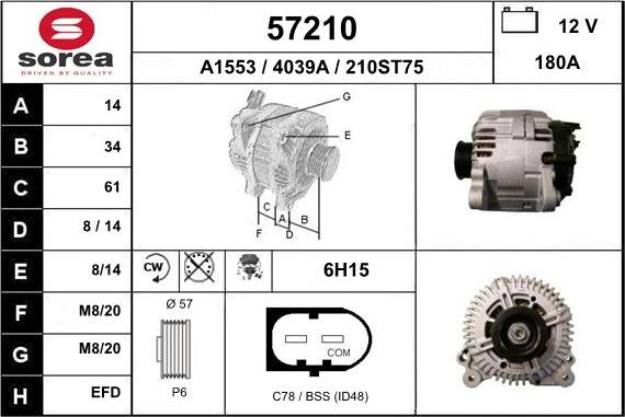 EAI 57210 - Generator / Alternator aaoparts.ro