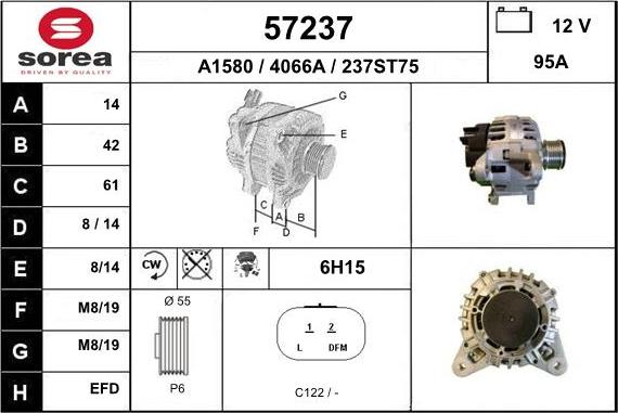 EAI 57237 - Generator / Alternator aaoparts.ro