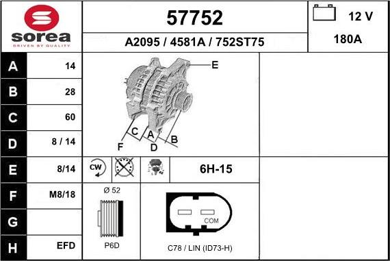 EAI 57752 - Generator / Alternator aaoparts.ro