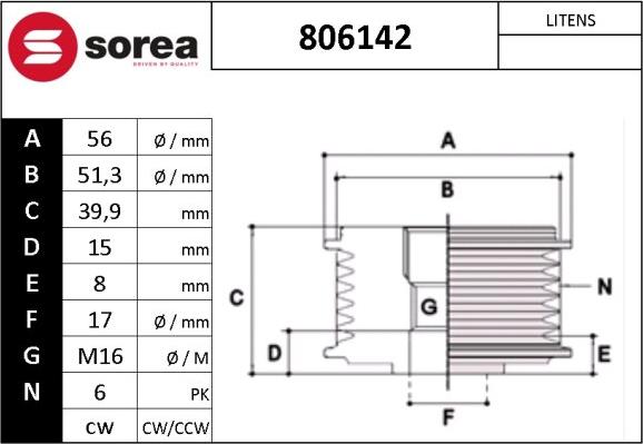 EAI 806142 - Fulie, alternator aaoparts.ro