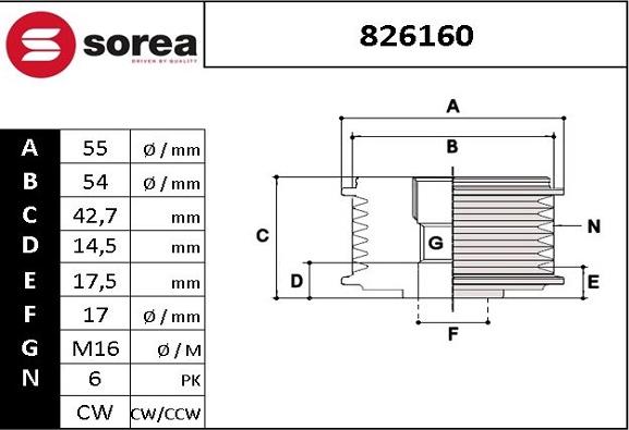 EAI 826160 - Fulie, alternator aaoparts.ro