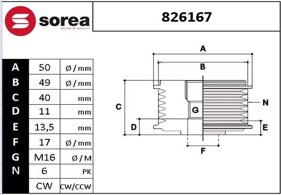 EAI 826167 - Fulie, alternator aaoparts.ro