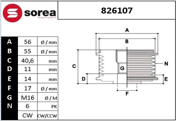 EAI 826107 - Fulie, alternator aaoparts.ro
