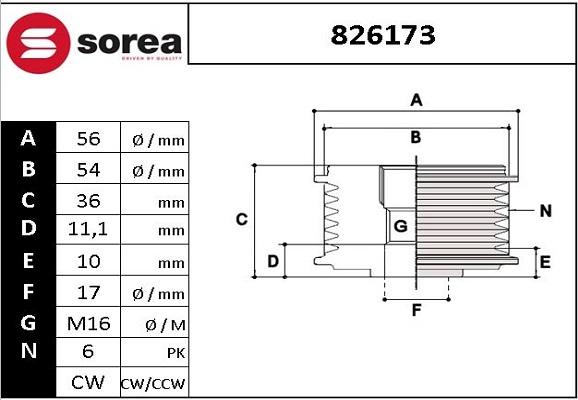 EAI 826173 - Fulie, alternator aaoparts.ro