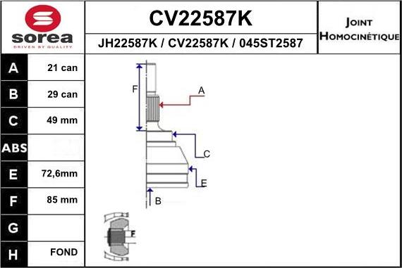 EAI CV22587K - Set articulatie, planetara aaoparts.ro