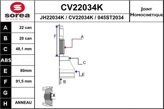 EAI CV22034K - Set articulatie, planetara aaoparts.ro