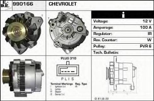 EDR 990166 - Generator / Alternator aaoparts.ro