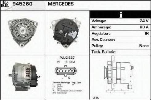 EDR 945280 - Generator / Alternator aaoparts.ro