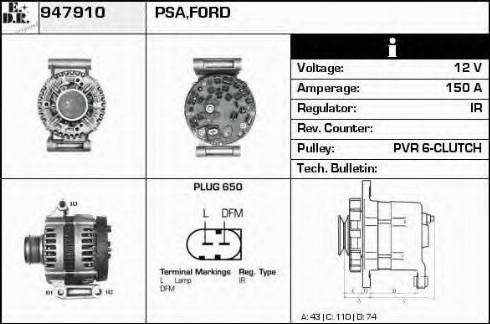 EDR 947910 - Generator / Alternator aaoparts.ro