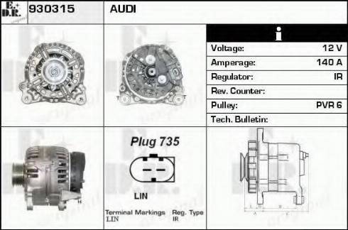 EDR 930315 - Generator / Alternator aaoparts.ro