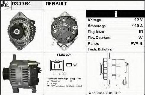 EDR 933364 - Generator / Alternator aaoparts.ro