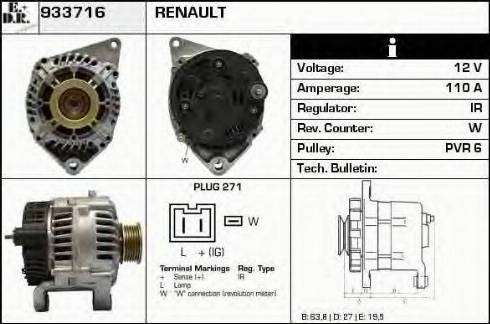 EDR 933716 - Generator / Alternator aaoparts.ro