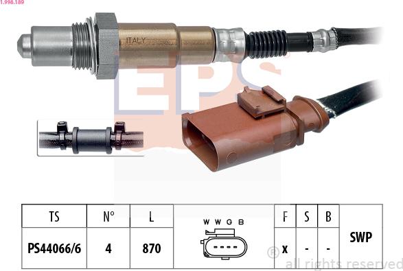 EPS 1.998.189 - Sonda Lambda aaoparts.ro