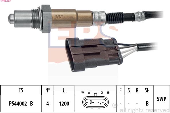 EPS 1.998.353 - Sonda Lambda aaoparts.ro