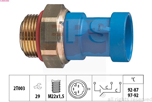 EPS 1.850.643 - Comutator temperatura, ventilator radiator aaoparts.ro