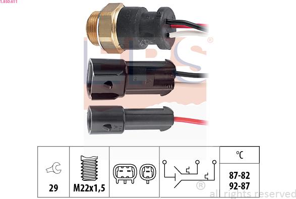 EPS 1.850.611 - Comutator temperatura, ventilator radiator aaoparts.ro