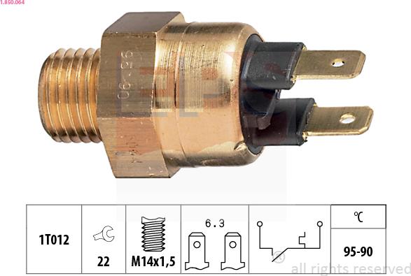 EPS 1.850.064 - Comutator temperatura, ventilator radiator aaoparts.ro