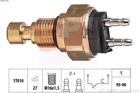 EPS 1.850.139 - Comutator temperatura, ventilator radiator aaoparts.ro
