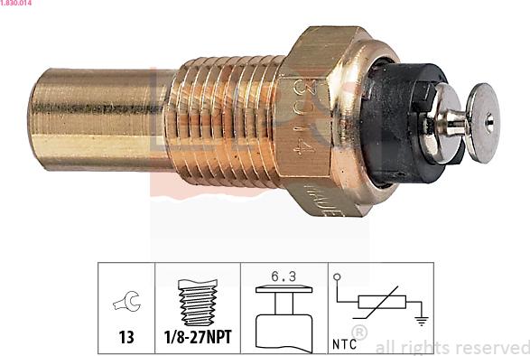 EPS 1.830.014 - Senzor,temperatura lichid de racire aaoparts.ro